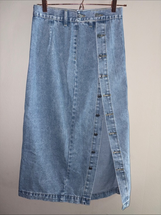 Dresses & Skirts - Light Wash Denim Button-Front Midi Skirt